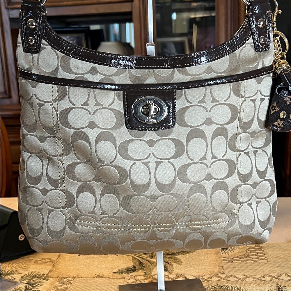 Coach Beige and Brown Shoulder Bag